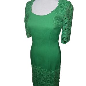 ANTONIO MELANI Bright Green Sheath Midi Dress